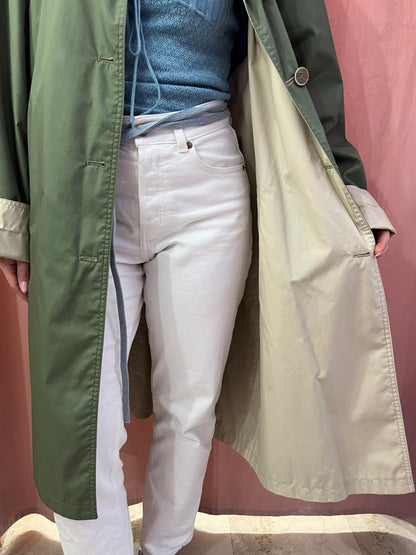 Trench double face verde e beige - Lizzy Vintage