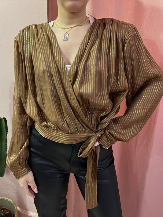 Blusa marrone laminata - Lizzy Vintage