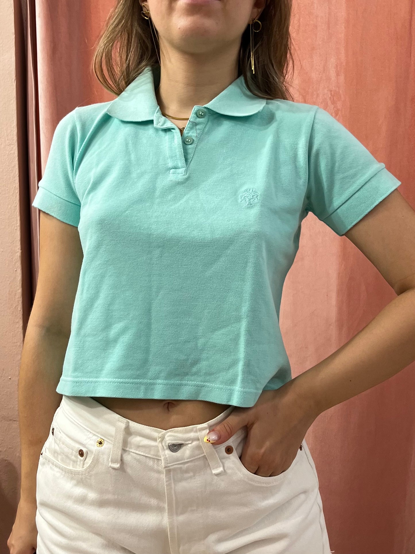 Polo crop top color tiffany