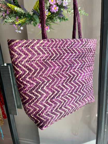 Borsa in paglia viola